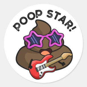 Poop Star Funny Pop Star Pun  Classic Round Sticker