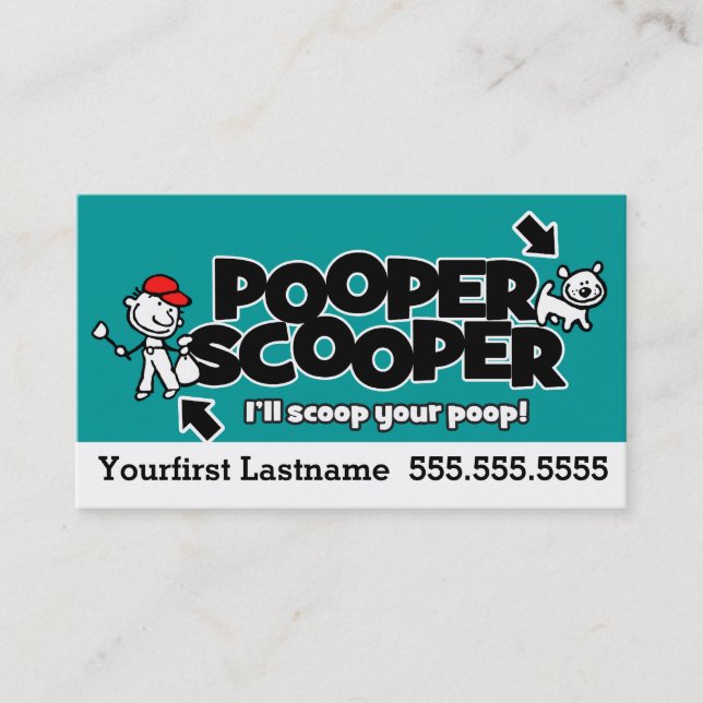 Pooper Scooper.Pet waste removal.Custom text/colou Business Card (Front)
