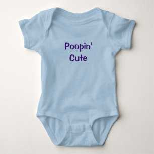 Poopin' Cute Funny Blue Baby Boy Romper Newborn Bodysuit