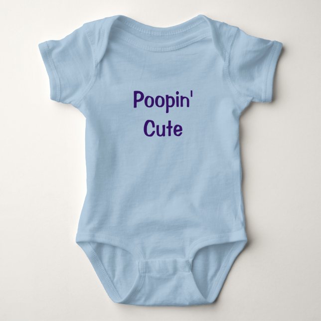 Poopin' Cute Funny Blue Baby Boy Romper Newborn Bodysuit (Front)