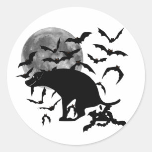 Pooping Bats Halloween Dog Classic Round Sticker