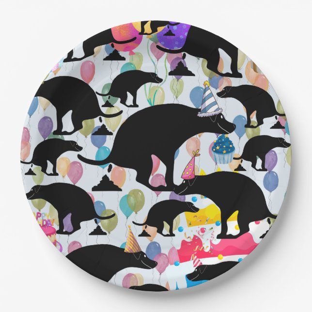 Pooping Dog Birthday Party Paper Plate (Front)