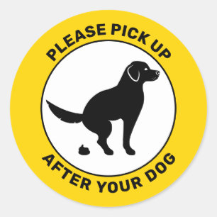 Pooping Dog Please Pick Up After Your Dog Classic Round Sticker