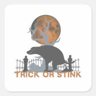 Pooping Dog Scary Halloween Square Sticker