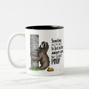 pooping Sloth Two-Tone Coffee Mug