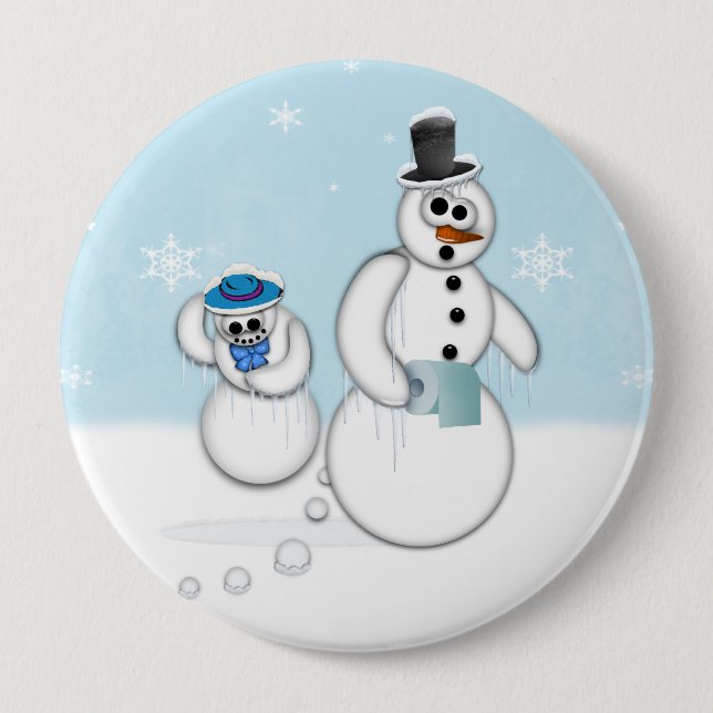 Pooping Snowman 10 Cm Round Badge (Front)