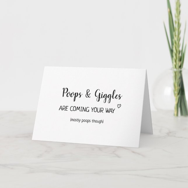 poops & giggles coming your way baby congrats card (Front)
