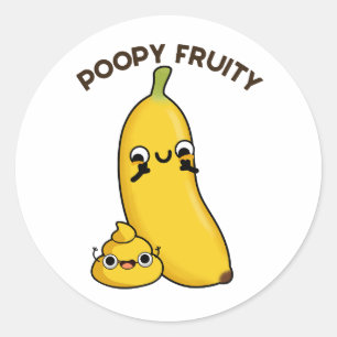 Poopy Fruity Funny Fruit Pun Classic Round Sticker