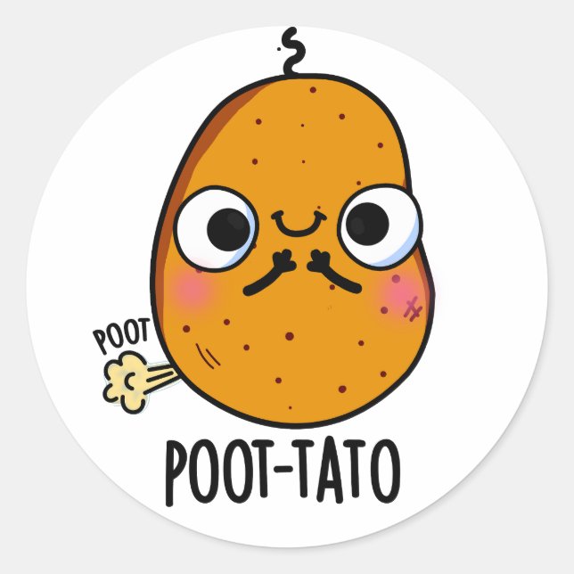 Poot-tato Funny Farting Potato Pun  Classic Round Sticker (Front)
