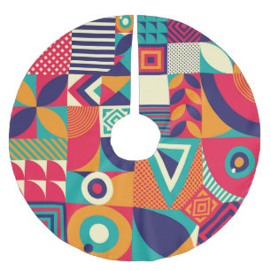Pop abstract geometric shapes, seamless pattern. brushed polyester tree skirt