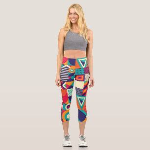 Pop abstract geometric shapes, seamless pattern. capri leggings