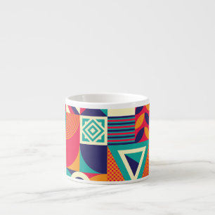 Pop abstract geometric shapes, seamless pattern. espresso cup