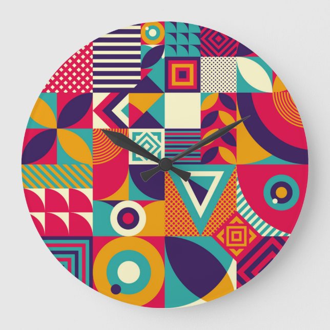 Pop abstract geometric shapes, seamless pattern. large clock (Front)