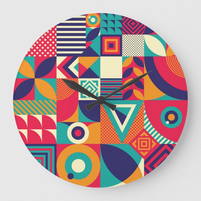 Pop abstract geometric shapes, seamless pattern. large clock (Front)