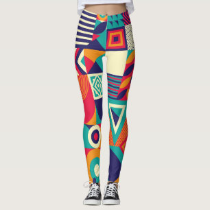 Pop abstract geometric shapes, seamless pattern. leggings