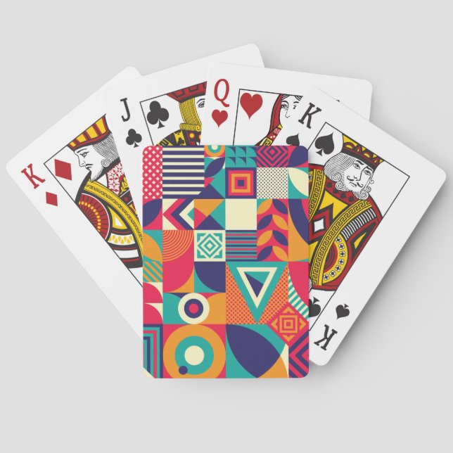 Pop abstract geometric shapes, seamless pattern. playing cards (Back)