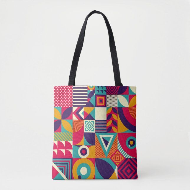 Pop abstract geometric shapes, seamless pattern. tote bag (Front)