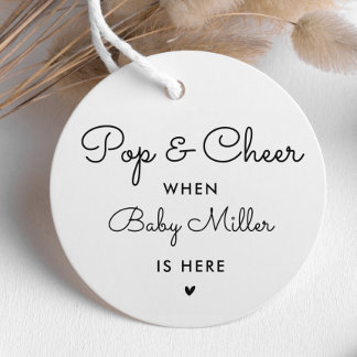 Pop And Cheer When Baby Is Here Baby Shower Favour Tags