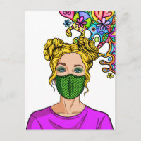 Pop Art 2021 Face Mask Lady Girl