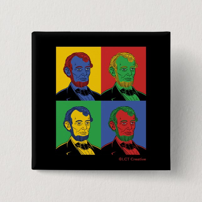 Pop Art Abraham Lincoln 15 Cm Square Badge (Front)