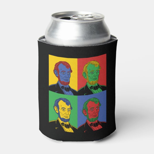 Pop Art Abraham Lincoln Can Cooler (Can Front)