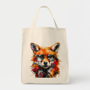 Pop Art Abstract Animal Fox Sunglasses Portrait Tote Bag