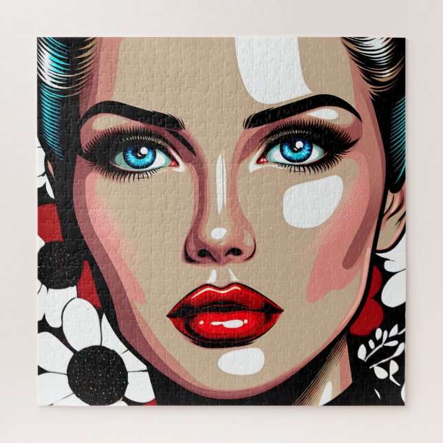 Pop Art Ai Comic Book Woman's Face Jigsaw Puzzle (Vertical)