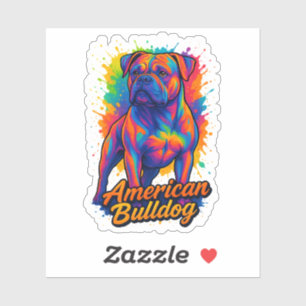 Pop Art American Bulldog – Vibrant Neon Dog