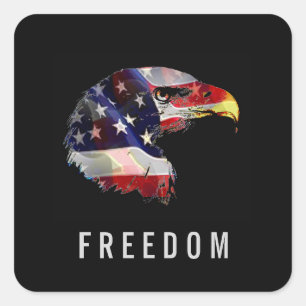 Pop Art American Flag Eagle Freedom Patriot Square Sticker