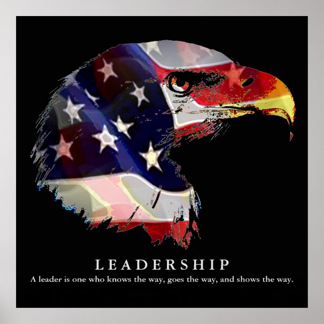 Pop Art American Flag Eagle Leadership Poster (Front)