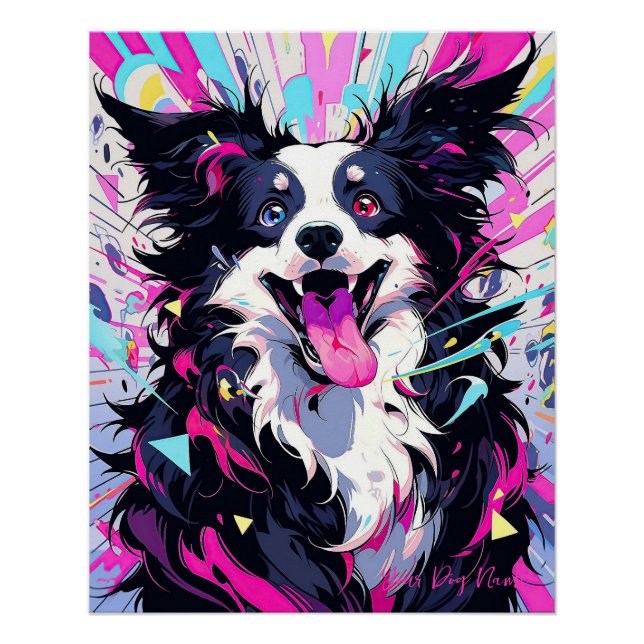Pop Art Anime Border Collie Dog 001 - Victoria Sas Poster (Front)