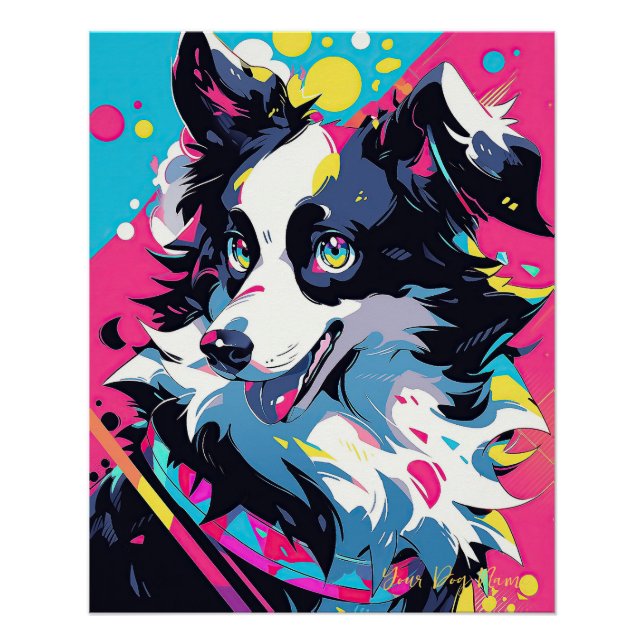 Pop Art Anime Border Collie Dog 004 - Victoria Sas Poster (Front)
