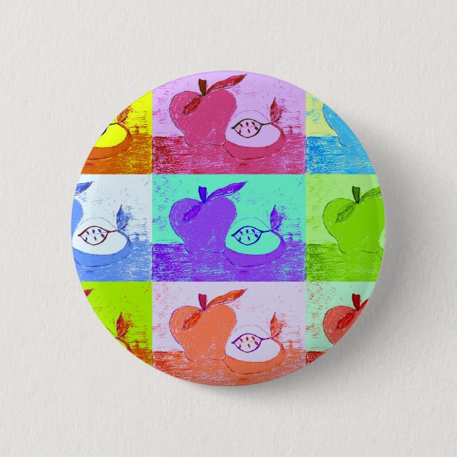 Pop Art Apple 6 Cm Round Badge (Front)