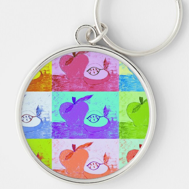 Pop Art Apple Key Ring (Front)