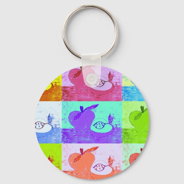 Pop Art Apple Key Ring (Front)
