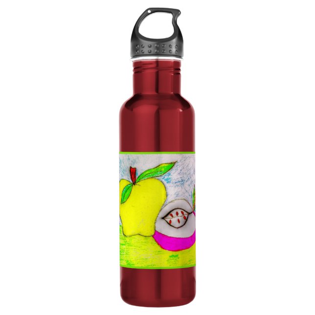 Pop Art Apples 24 oz Aluminium Water Bottle (Front)