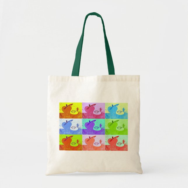 Pop Art Apples Canvas Tote (Front)