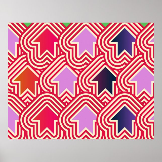 Pop Art Arrows Up Red Violet Blue Poster (Front)