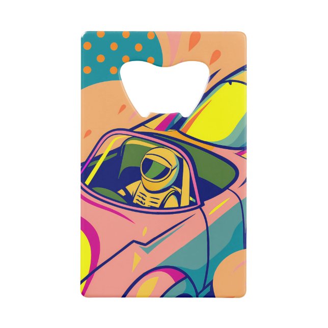 Pop Art Astronaut Driving Rocket Car (Front)