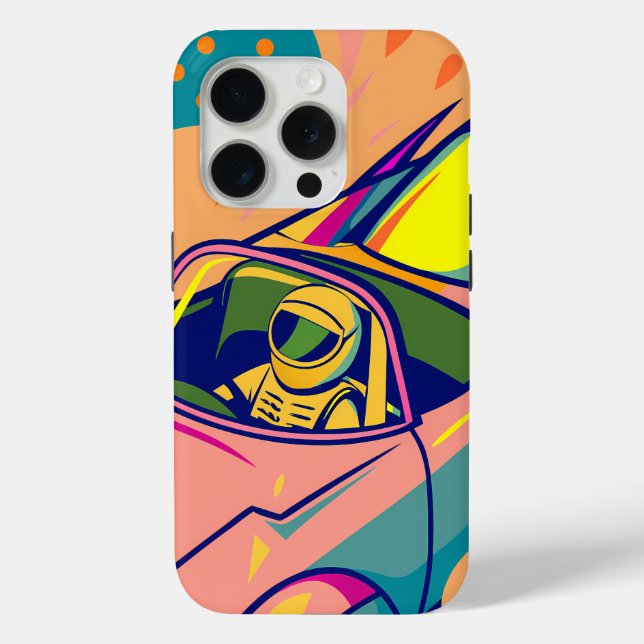 Pop Art Astronaut Driving Rocket Car Case-Mate iPhone Case (Back)