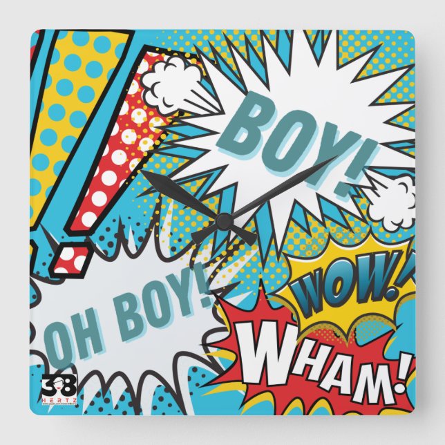 Pop Art Baby Boy Square Wall Clock (Front)