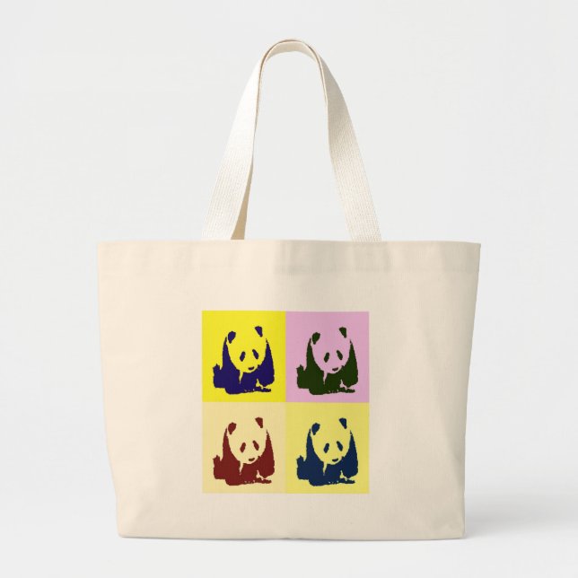 Pop Art Baby Pandas Large Tote Bag (Front)