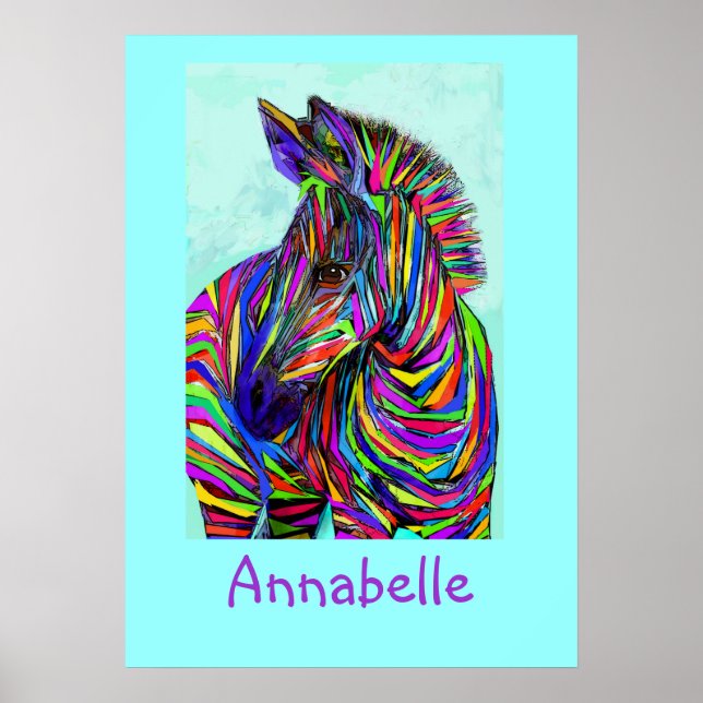 pop art baby zebra personalizable poster (Front)
