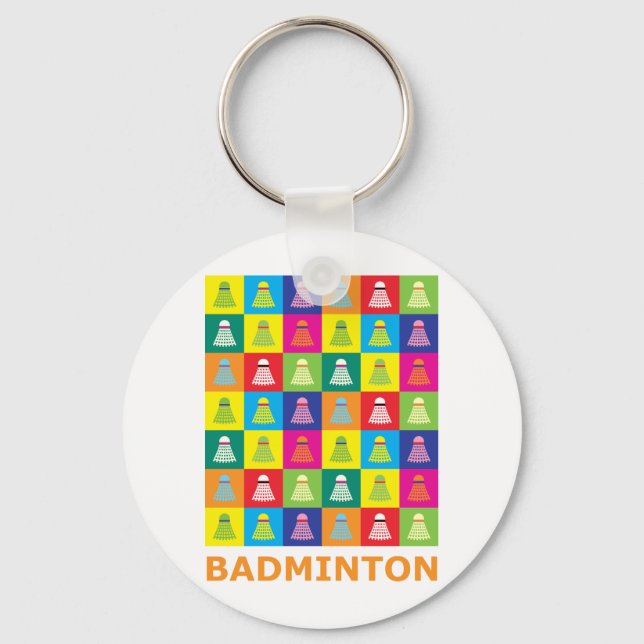 Pop Art Badminton Key Ring (Front)