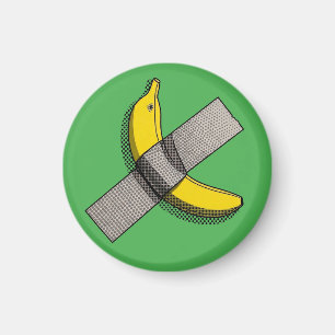 Pop Art Banana and Duct Tape Graphic with Halftone Magnet