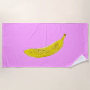 Pop Art Banana in yellow  Beach Towel