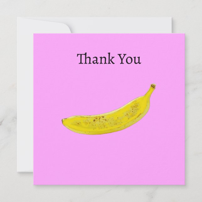 Pop Art Banana Pink Background Thank You Card (Front)
