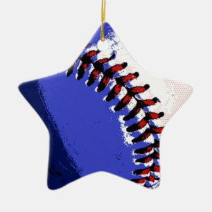 Pop Art Baseball Ceramic Tree Decoration