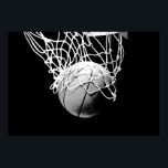 Pop Art Basketball Ball & Net Print Poster<br><div class="desc">I Love This Game. Popular Sports - Black & White Basketball Game Ball Image.</div>