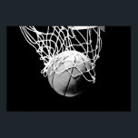 Pop Art Basketball Ball & Net Print Poster<br><div class="desc">I Love This Game. Popular Sports - Black & White Basketball Game Ball Image.</div>